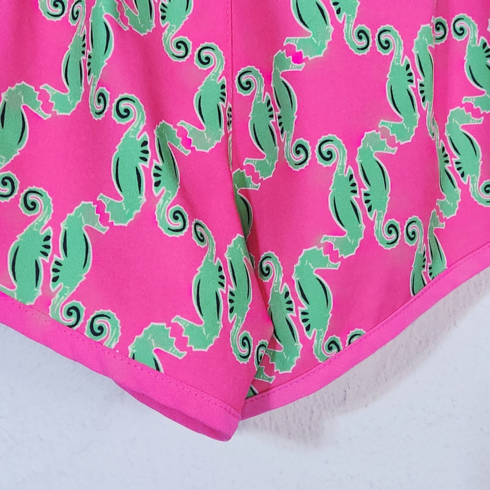 Zelos Seahorse‎ Print Running Shorts Womens Large Pink Green Athletic Gym Lined - Picture 3 of 7